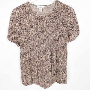 Urban Romantics Smocked Animal Print Blouse L C